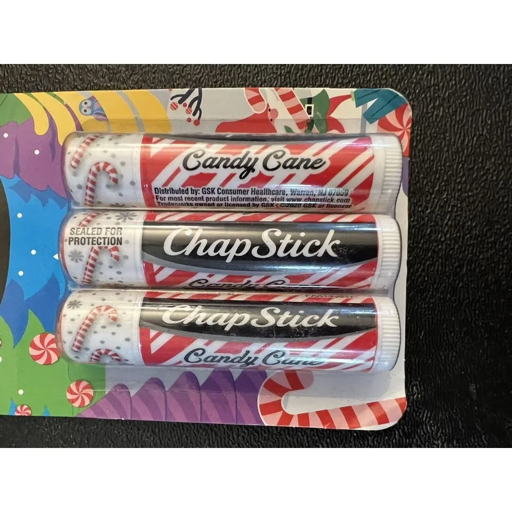 ChapStick Lip Balm Candy Cane Limited Edition Holiday Flavor 3‎ Pack NEW - #327